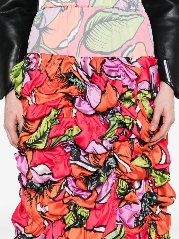 Comme Des Garçons フローラル シャーリング スカート | レッド