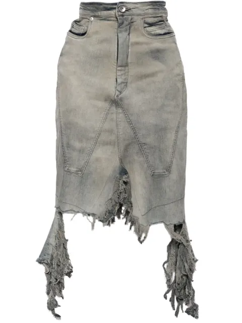 Rick Owens DRKSHDW distressed denim skirt