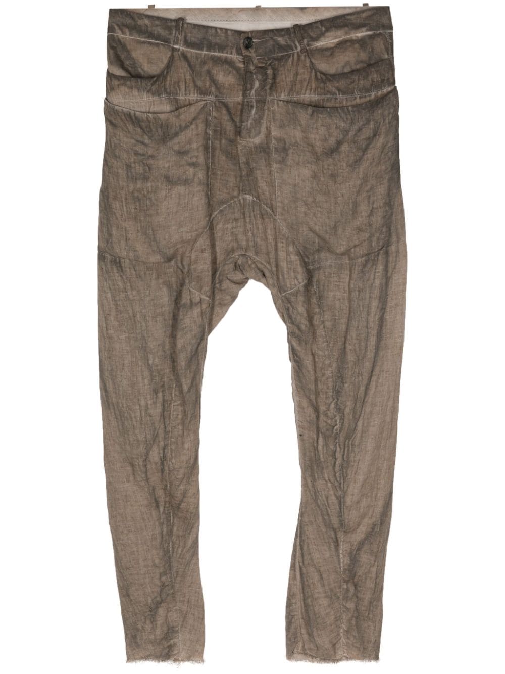 drop-crotch linen trousers