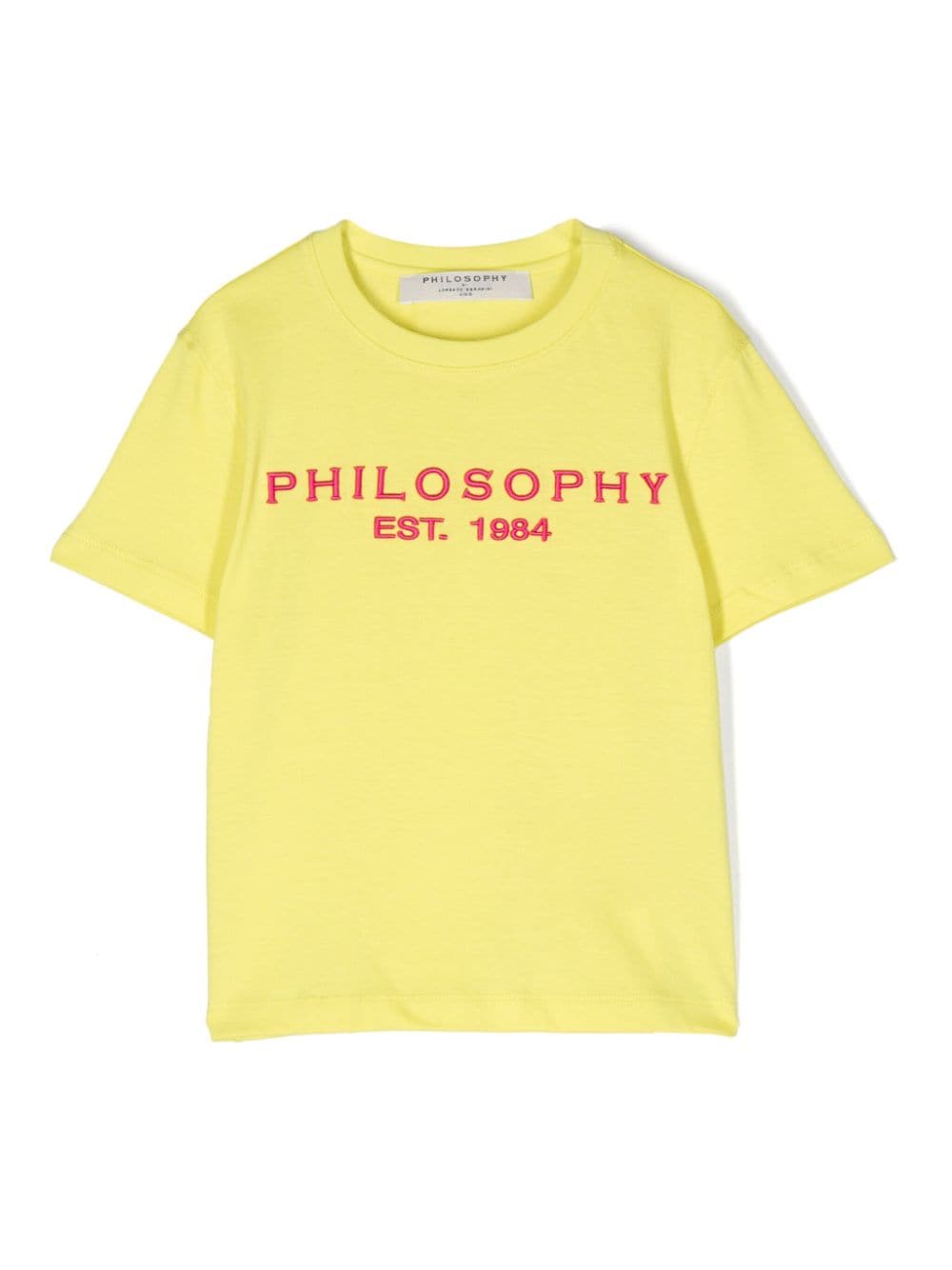 Philosophy Di Lorenzo Serafini Kids' Logo-embroidered Cotton T-shirt In Yellow