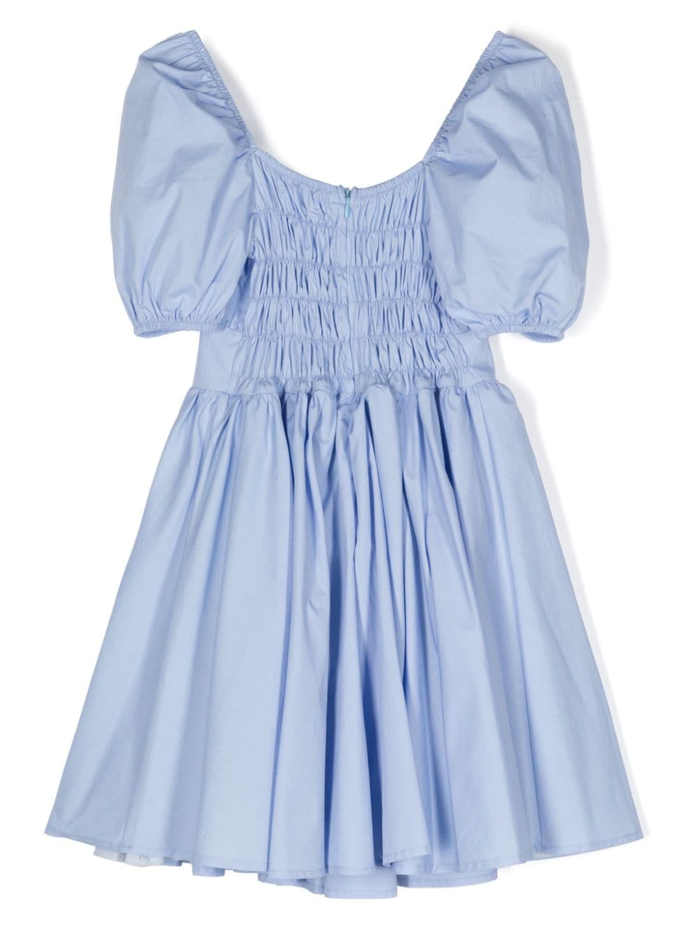 Shop Miss Grant Puff-sleeve Flared Dress In Blue