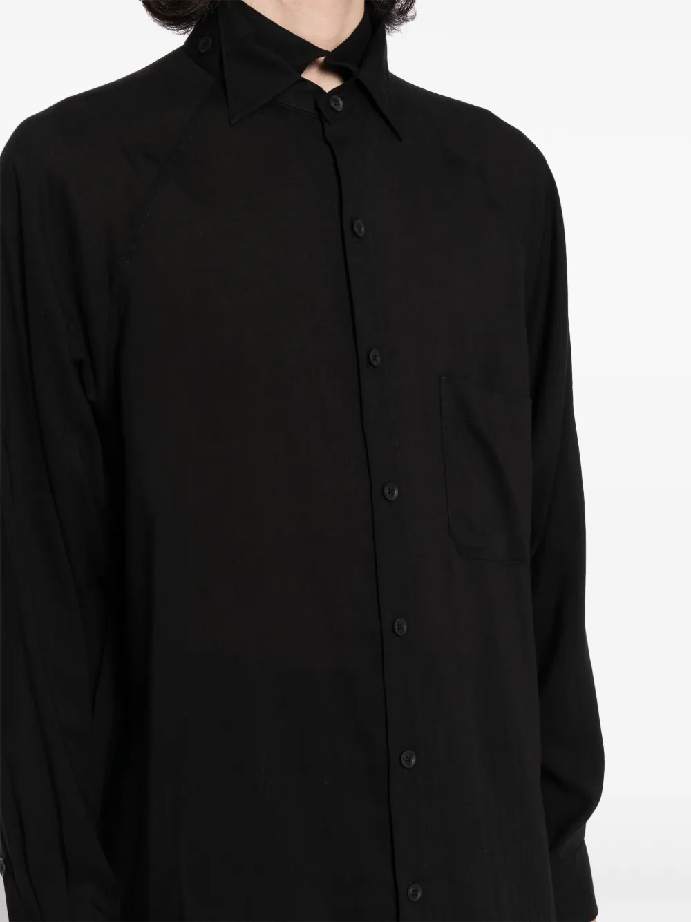 Shop Yohji Yamamoto Panelled Button-up Shirt In Black