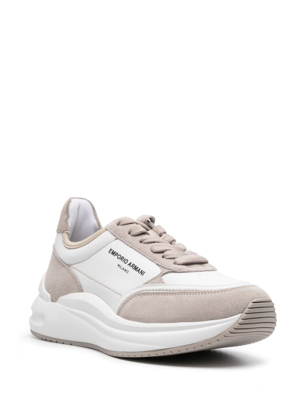 Shop Emporio Armani Raised Logo-detail Sneakers In White