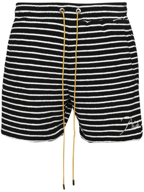 RHUDE shorts a rayas con paño de rizo
