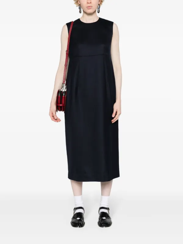 Comme Des Garçons Sleeveless wool-blend Midi Dress Blue FARFETCH TH