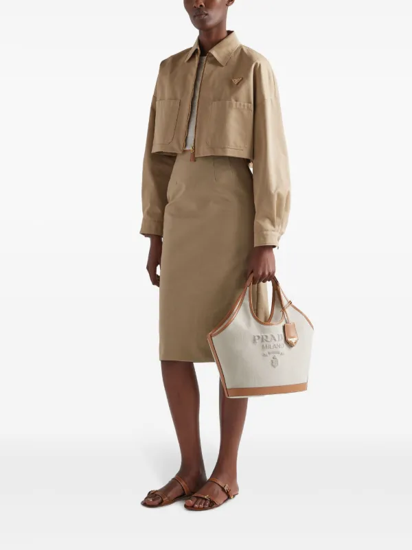 Prada triangle-logo Cropped Jacket | Neutrals | FARFETCH Prada triangle-logo Cropped Jacket | Neutrals | FARFETCH