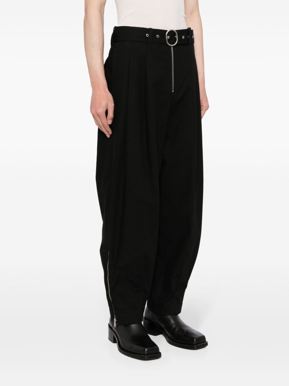 Shop Jil Sander Belted Tapered Trousers In Black