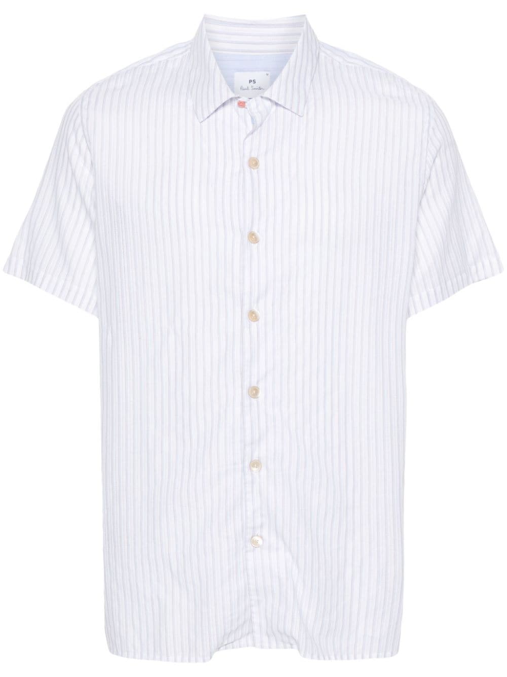 Ps By Paul Smith Halo-stripe Cotton Shirt In Weiss
