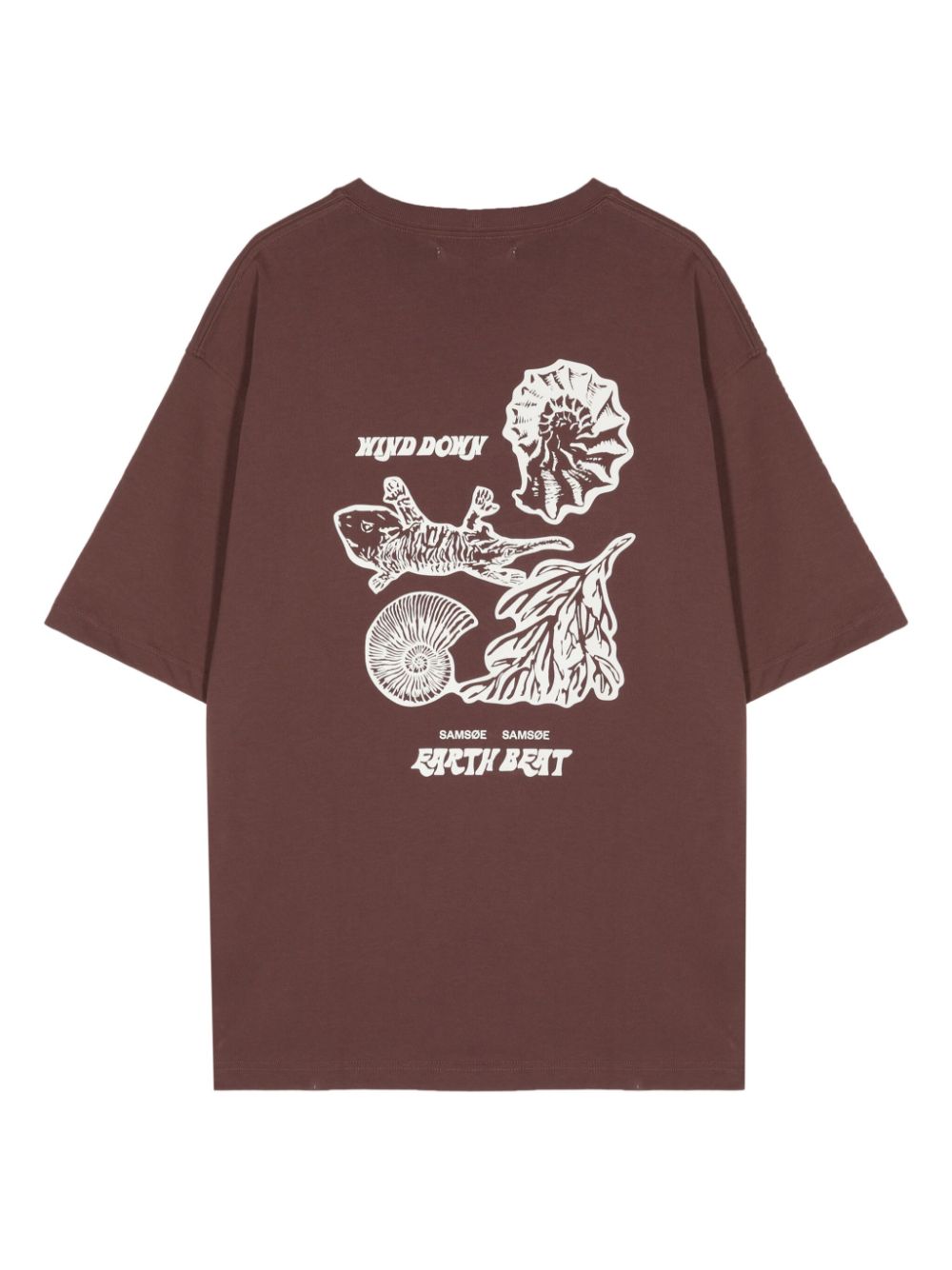 Shop Samsoe & Samsoe Wind Down Organic Cotton T-shirt In 褐色