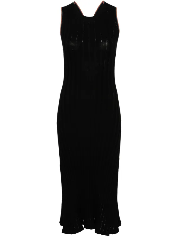 Paul Smith Stripe-trim Ribbed Maxi Dress in Black
