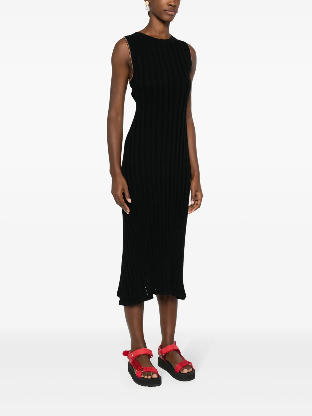 Shop Paul Smith Stripe-trim Ribbed Maxi Dress In Black