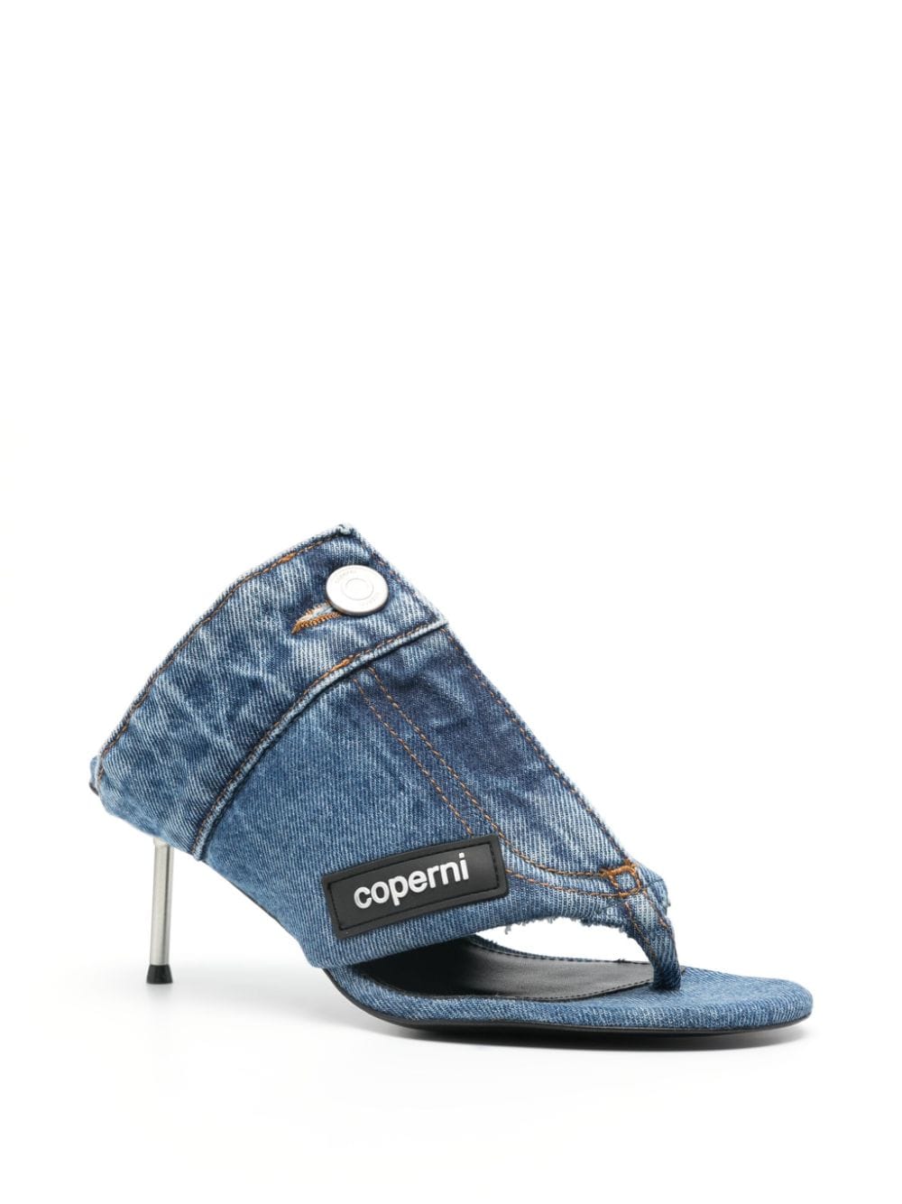 Shop Coperni 70mm Denim Sandals In Blue