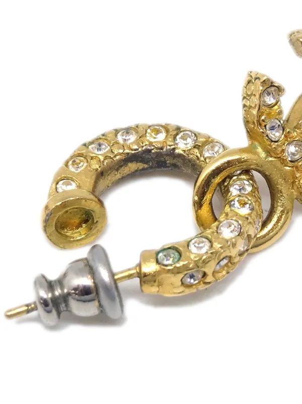 CHANEL Pre-Owned 2001 CC rhinestone-embellished Dangle Stud Earrings Gold  FARFETCH IN