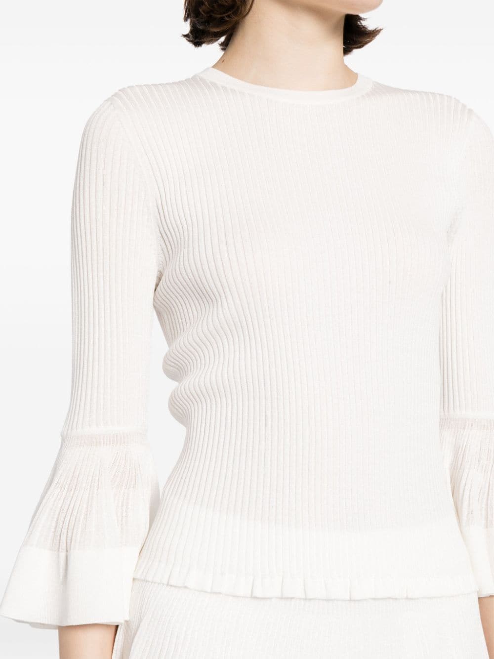 Shop Zimmermann Natura Ruffled Knitted Top In White