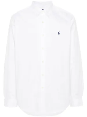 Polo Ralph Lauren Linen Logo Embroidered Shirt | White | FARFETCH AZ
