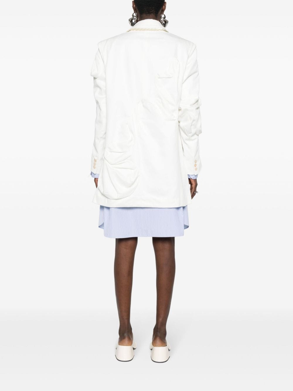 Shop Niccolò Pasqualetti Asymmetric Cotton Oversized Jacket In White