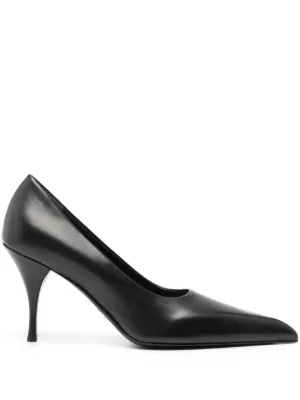 【PRADA】 ロゴ メタリックレザー パンプス ポインテッドトゥ PRADA】 ロゴ メタリックレザー パンプス ポインテッドトゥ