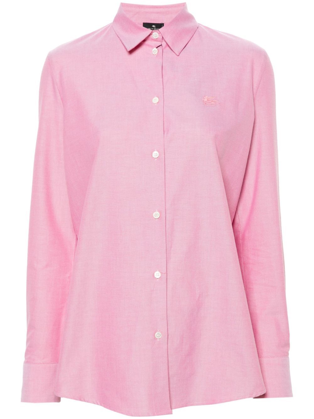 Shop Etro Pegaso-motif Cotton Shirt In Pink