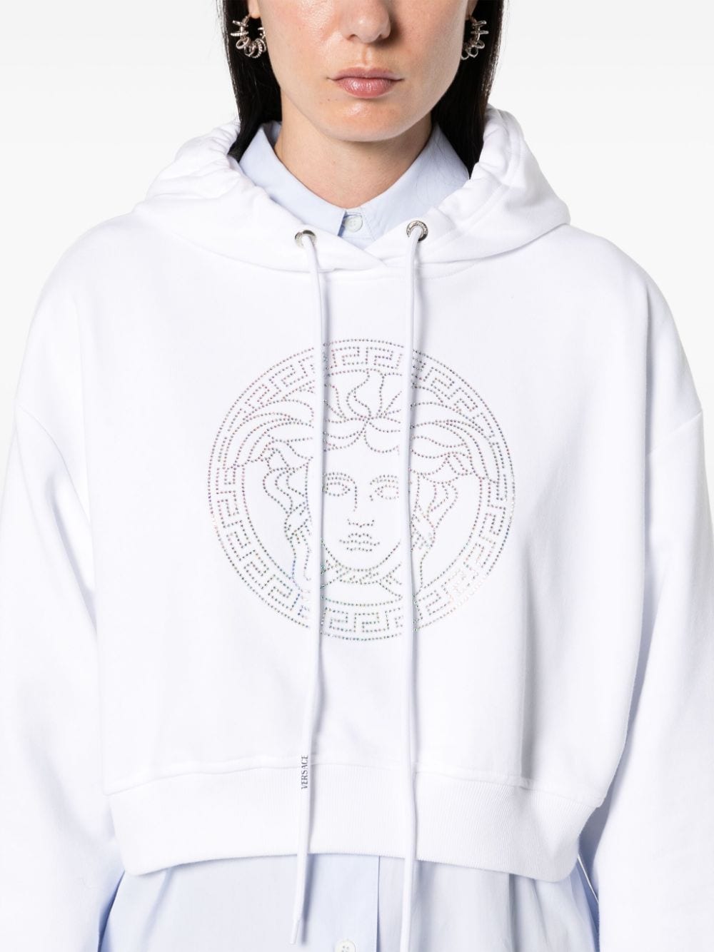 Shop Versace Medusa Head-motif Cotton Hoodie In White