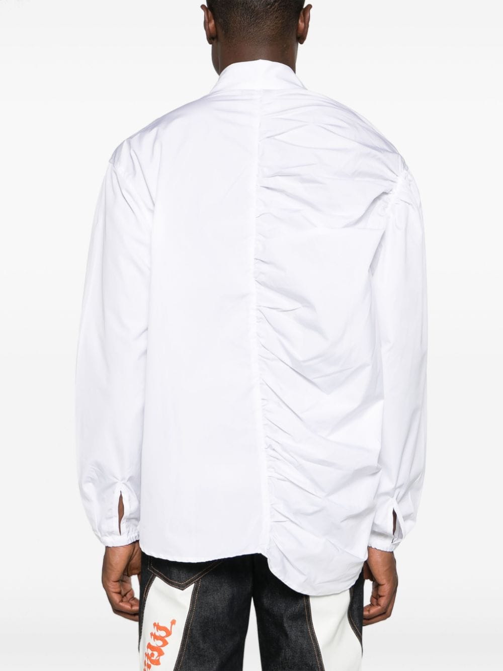 Shop Kusikohc Ruched-detail Poplin Shirt In White