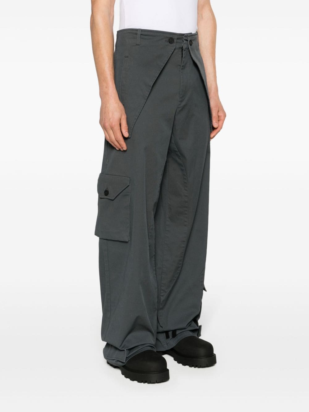 Shop A-cold-wall* Overlay Cotton-blend Cargo Trousers In Grey