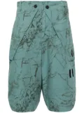 A-COLD-WALL* Overlay abstract-print cargo shorts - Green