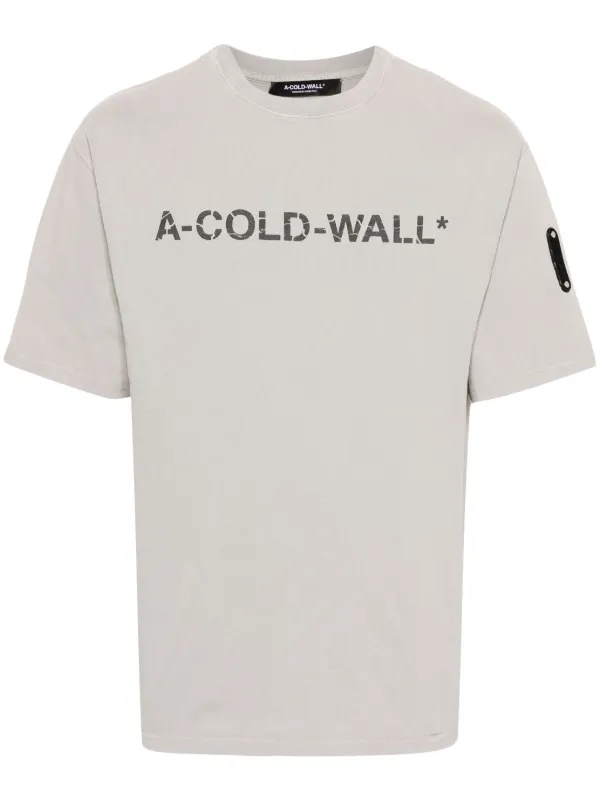 A-COLD-WALL* グレー オーバーダイ Tシャツ A-COLD-WALL* Men's Overdye Logo T-Shirt in Onyx A-Cold-Wall*