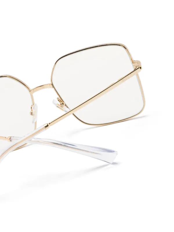Miu Miu Eyewear logo-engraved square-frame Glasses | Gold