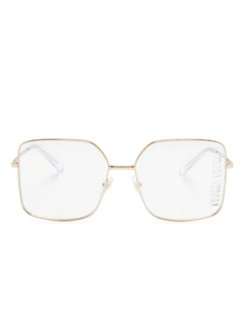 Lunettes de vue carrées à logo gravé - Miu Miu Eyewear - Modalova