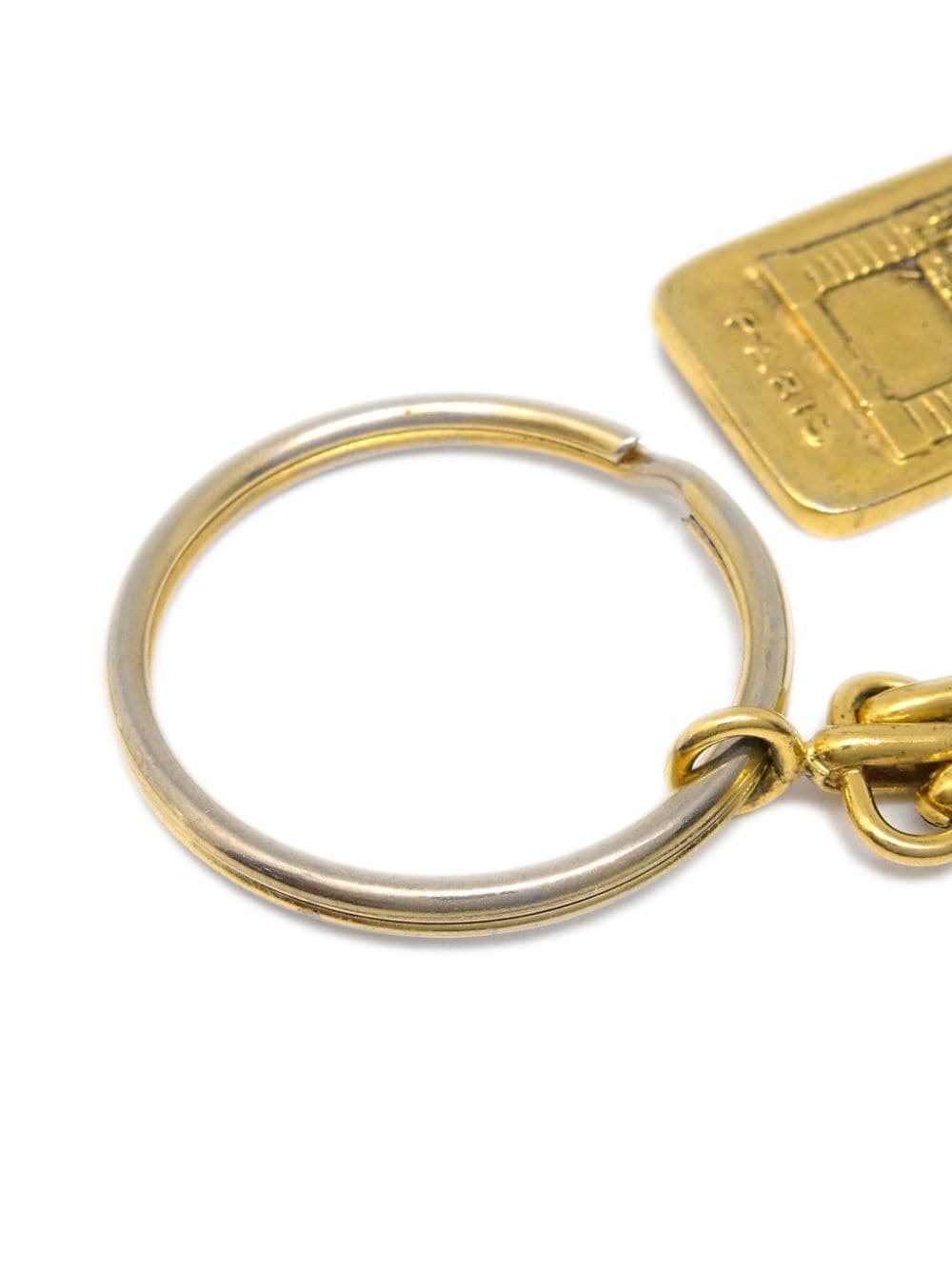 Pre-owned Chanel 1990-2000s Logo-engraved Plate Keyring In Gold
