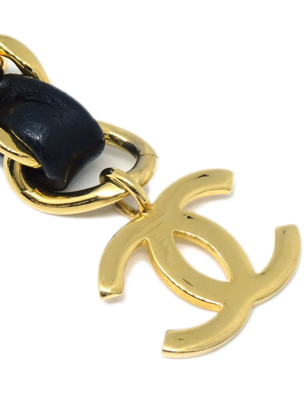 CHANEL Pre-Owned 1990-2000 CC leren en schakelketting riem - Goud