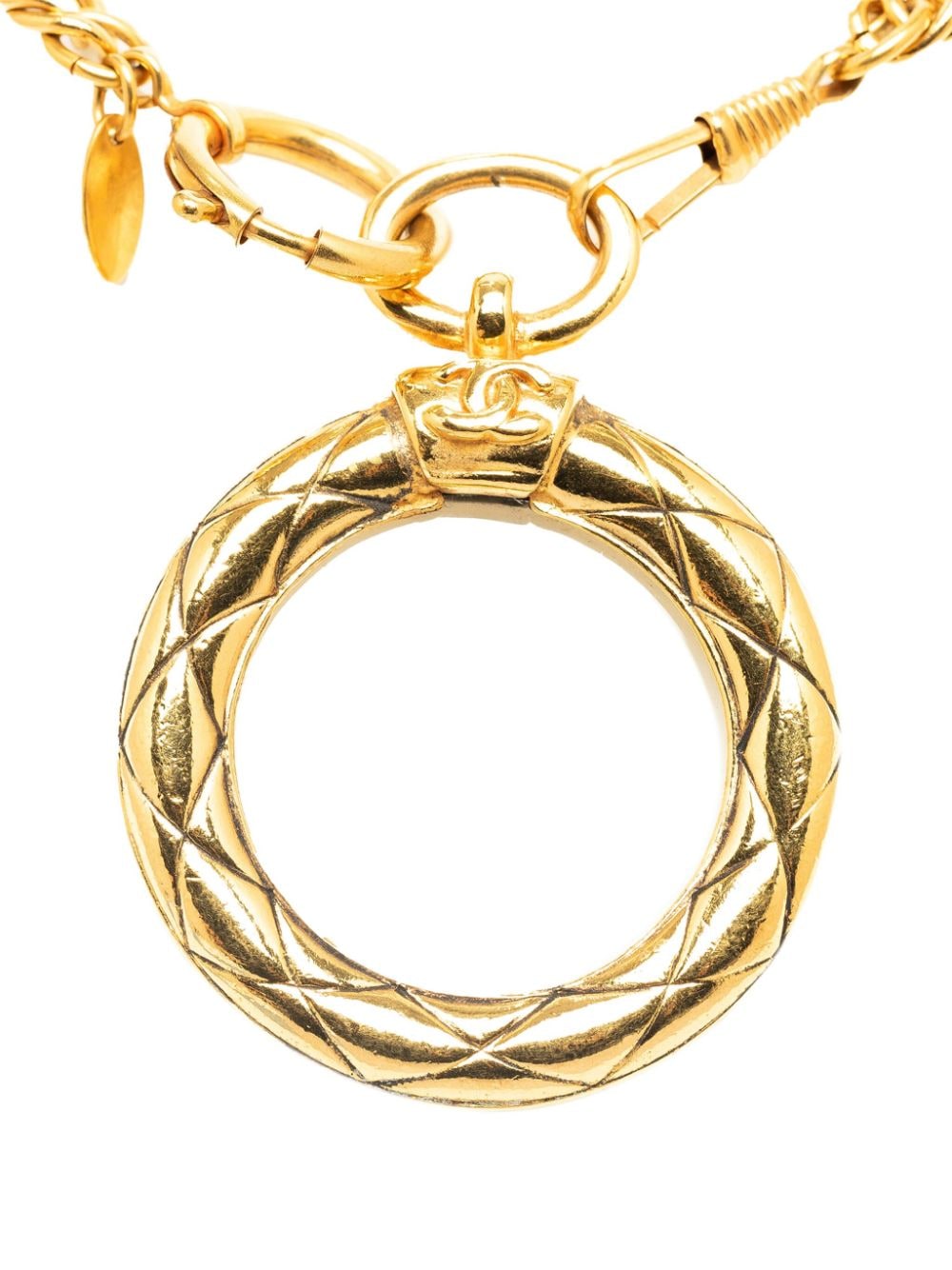 CHANEL Pre-Owned 20th Century Chanel Gold Plated Double Chain Loupe Magnifying Glass Pendant Necklace - Goud
