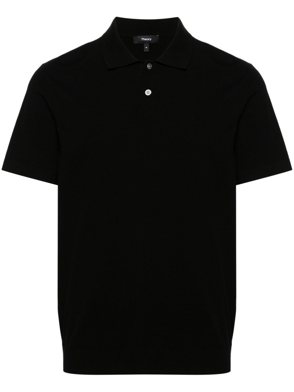 Shop Theory Goris Fine-knit Polo Shirt In Black