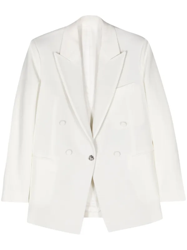 Lanvin Rose-button Single-breasted Blazer in White