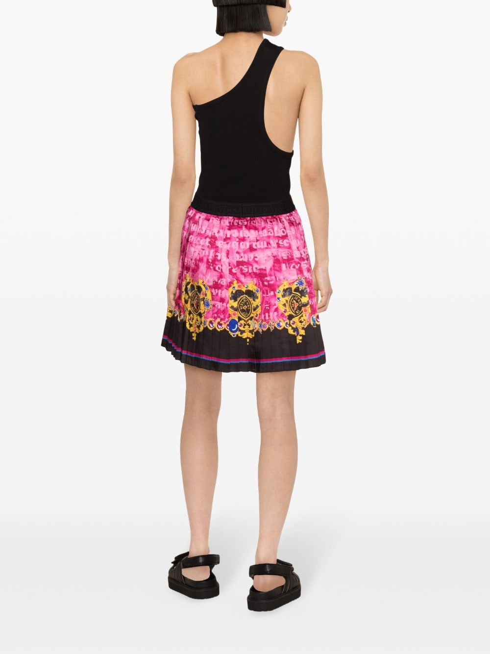 Shop Versace Jeans Couture Heart Couture Pleated Miniskirt In Pink