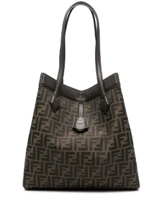 FENDI Origami レザーハンドバッグ L | ブラウン | FARFETCH JP