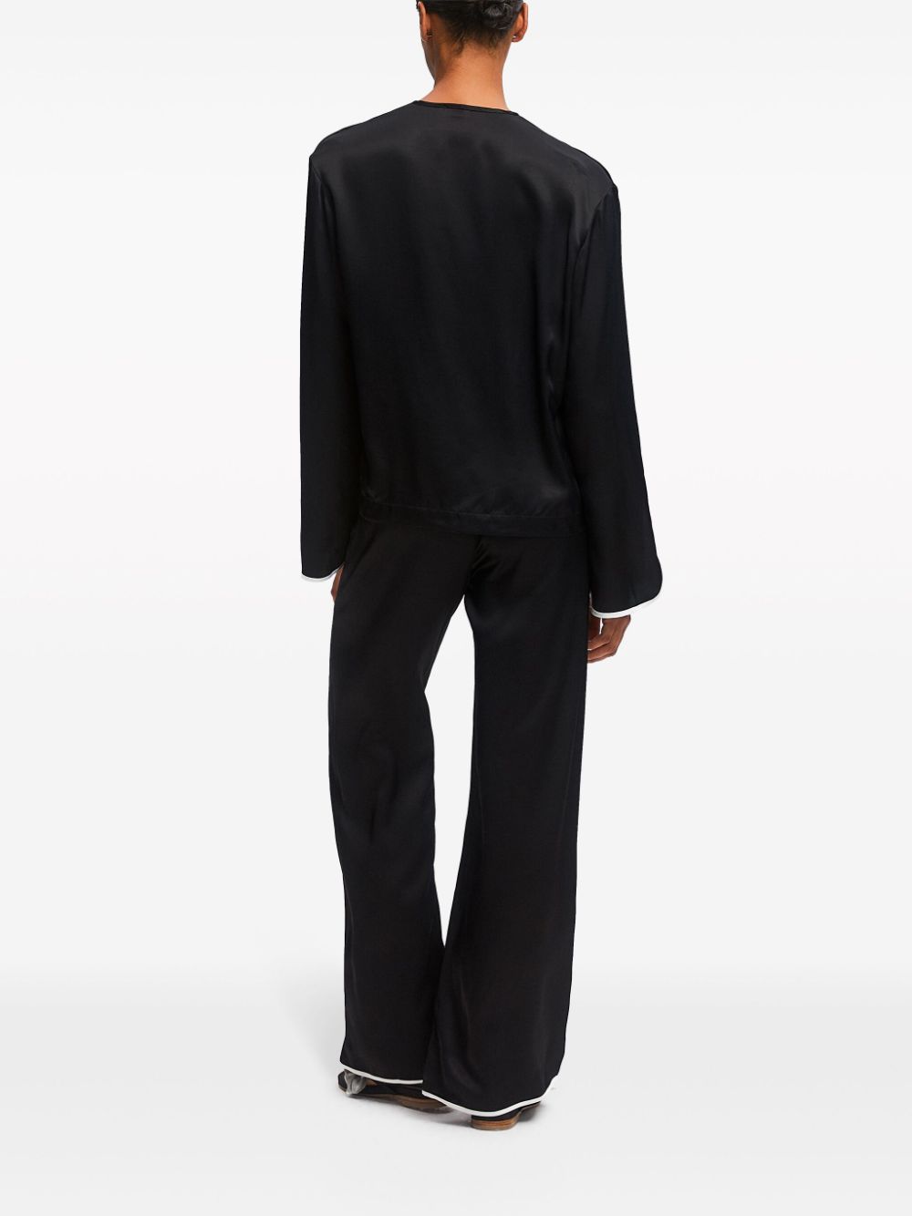 Shop Sleeper Louis Satin Pyjama Set In Black