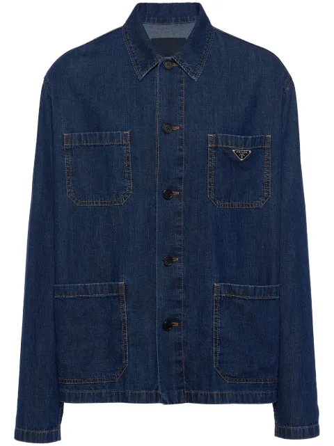 Prada multi-pocket washed-denim jacket