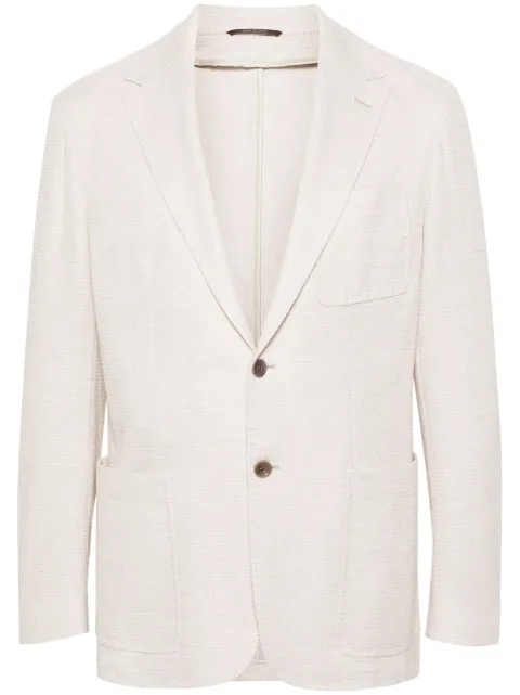 Canali mélange-effect single-breasted blazer