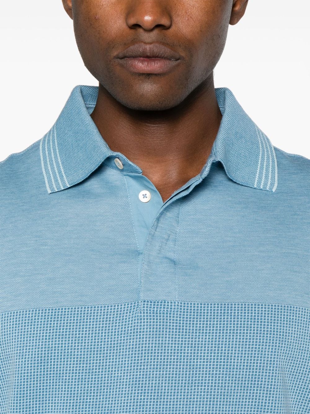 Shop Ps By Paul Smith Panelled Organic Cotton Polo Shirt In Blue