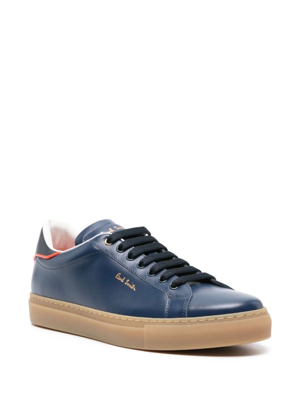 Shop Paul Smith Logo-stamp Leather Sneakers In Blue