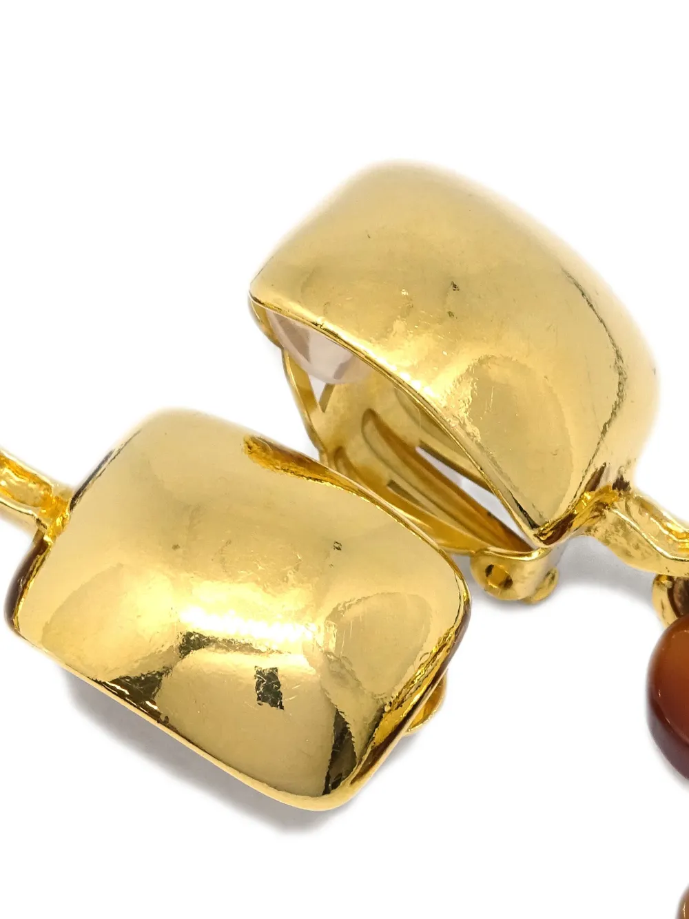 Pre-owned Chanel 1995 Cc Clover-motif Clip-on Earrings In Gold