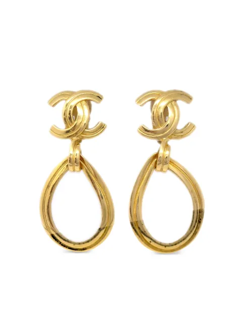 CHANEL Pre-Owned 1996 CC dangle clip-on earrings