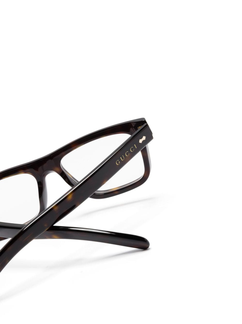 Shop Gucci Rectangle-frame Glasses In 褐色