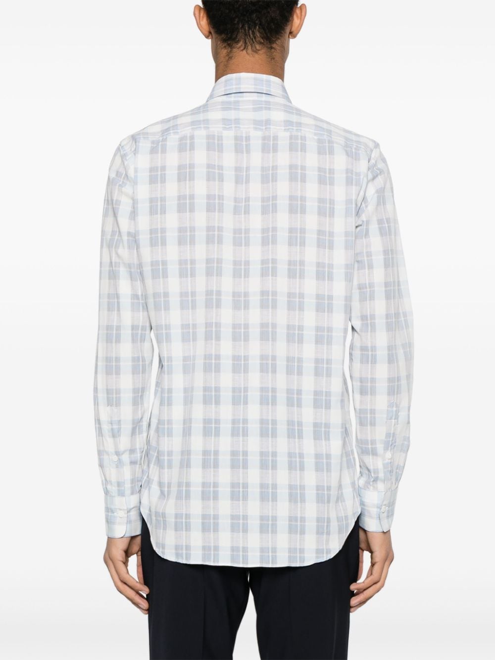 Shop Canali Long-sleeves Checked Shirt In White