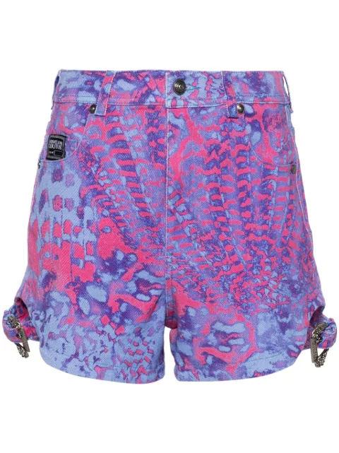 Versace Jeans Couture Animalier denim shorts