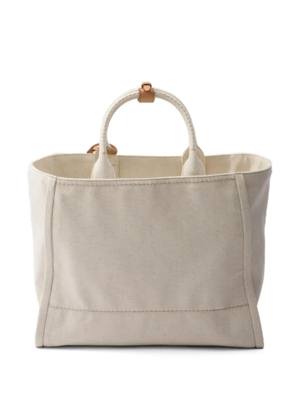 Prada logo canvas tote sales