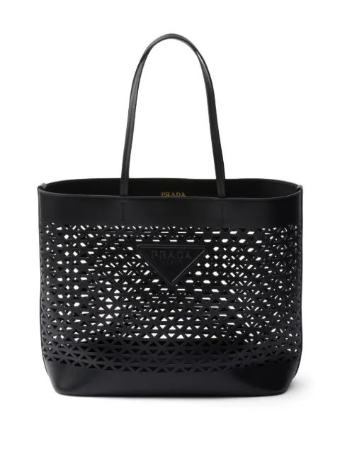 Prada logo-perforated tote bag