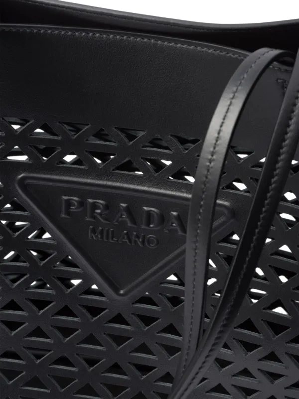 Prada logo-perforated Tote Bag | Black | FARFETCH RO