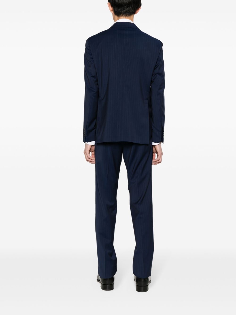 Shop Tagliatore Pinstriped Wool Single-breasted Suit In Blue